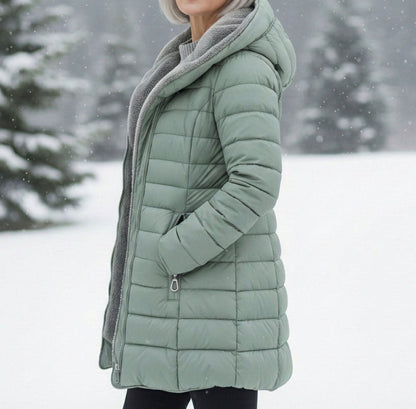 Zamarah - Women's Quilted Puffer Coat with Fleece-Lined Hood