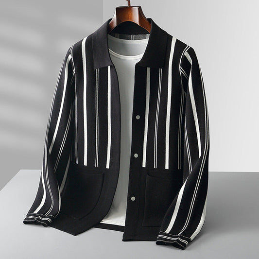 Louis Martin Striped Knit Cardigan
